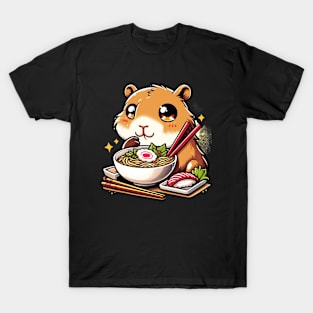 Japanese Art Noodle Foodie Cute Capybara Ramen T-Shirt